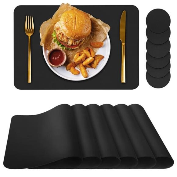 Placemats Set of 6 Placemat with Coasters Heat Stain Scratch Resistant Non-Slip - Picture 1 of 8